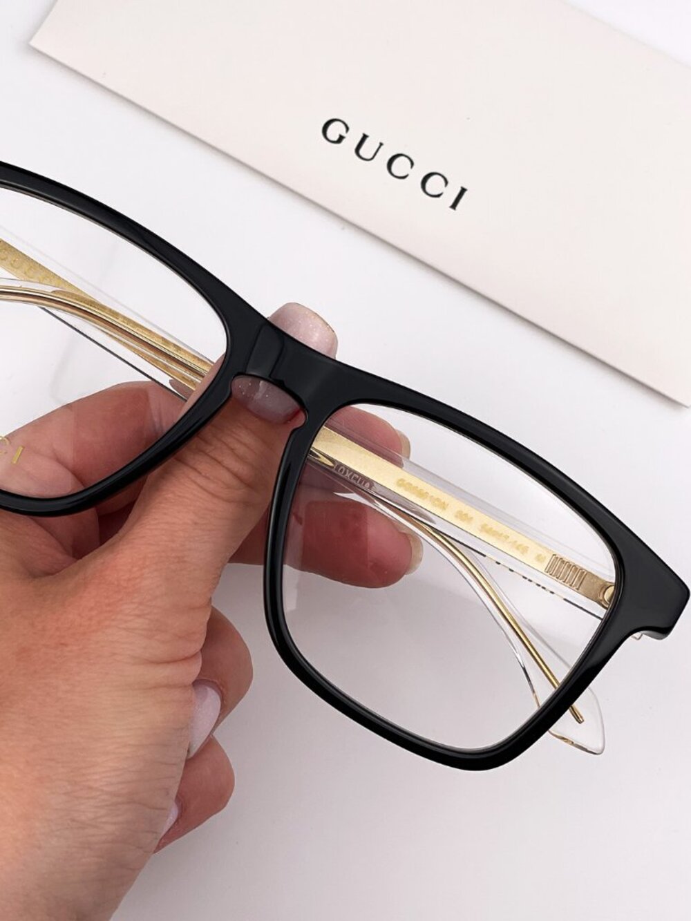 GUCCI GG0561ON 001 BLACK CRYSTAL SQUARE EYEGLASSES
